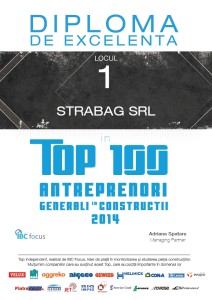 Diploma de excelenta - Strabag (Top 100 Antreprenori Generali)